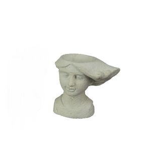 Set of 2 Washed White Cement Indoor Outdoor Mini Head Planters